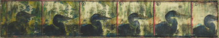 a heron, picturing a heron, thinking of itself